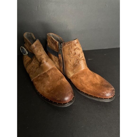 Miz Mooz Mizmooz Erie Brandy Brown Leather Buckle Ankle Boots Size 37 6.5 NEW - Picture 4 of 9